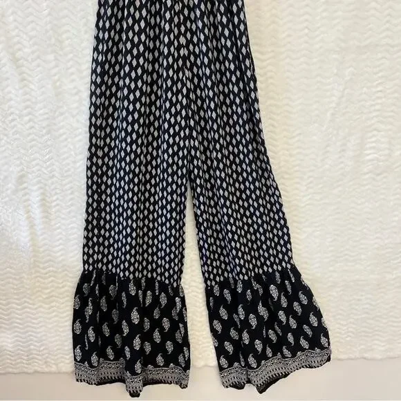 Japna Black White Handmade Artsy Boho Wide Leg Jumpsuit Womens Sz XS - Picture 8 of 13